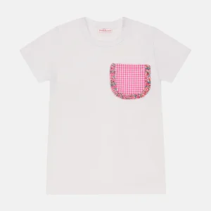 T-shirt Taschino Rouche Patchwork Liberty Emma Fuxia Petrolio